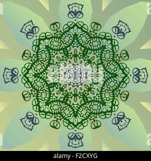 Stilisierte Mandala Stern auf grünes Banner Vektor Stock Vektor