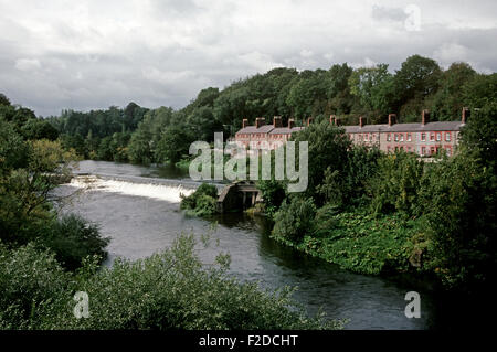 Fluss Liffey Wehr bei Lucan. Fluss Liffey genannt, in James Joyce "Finnegans Wake" Anna Livia Plurabelle Whoes Name verkörpert den Fluss, Irland Stockfoto