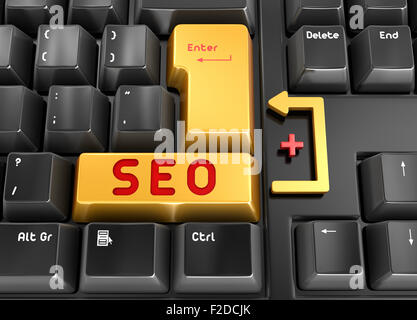 Schaltfläche "SEO", dies ist ein Computer generiert und 3d gerenderten Bild. Stockfoto