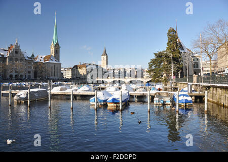 Winter-Blick auf Zürich Stockfoto