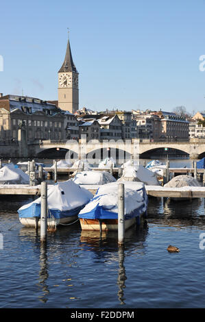 Winter-Blick auf Zürich Stockfoto