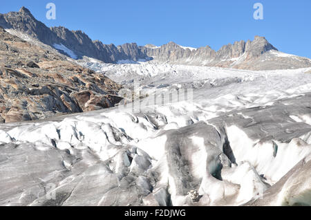 Schmelzenden Rhonegletscher der Schweiz. Blick vom Furkapass Stockfoto