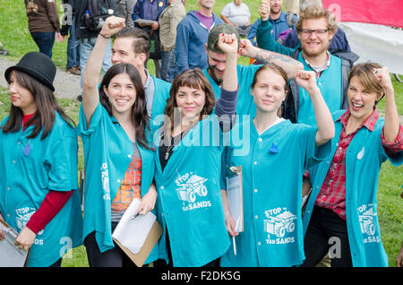 Stoppen der Tar Sands Gruppe No Enbridge Pipeline Rally, 10. Mai 2014, Sunset Beach, Vancouver, Britisch-Kolumbien, Kanada Stockfoto