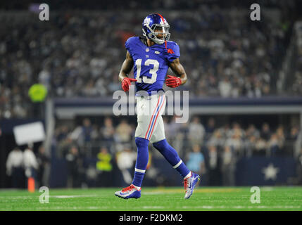 Sep 13, 2015: New York Giants Wide Receiver Odell Beckham #13 während der NFL Football-Spiel zwischen den New York Giants und die Dallas Cowboys im AT&T Stadium in Arlington, TX Dallas besiegt New York 27-26 Albert Pena/CSM Stockfoto