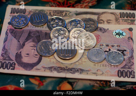 Japanische Geld Papier und Münzen Stockfoto