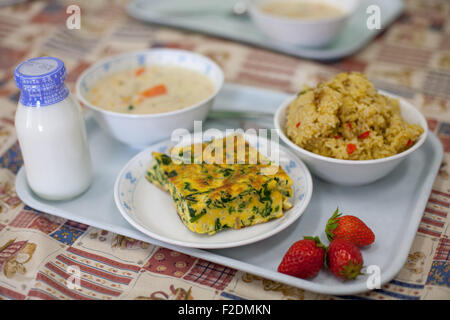 Schule Mittagessen Japan Frittata tamagoyaki Stockfoto