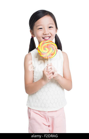 Glückliches Mädchen mit lollipop Stockfoto