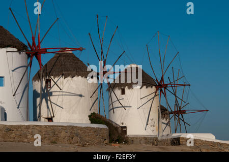 Kato Mili, die berühmten Windmühlen von der griechischen Insel Mykonos Stockfoto