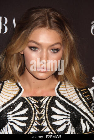 New York, USA. 16. Sep, 2015. Modell GIGI HADID besucht die 2015 Harpers BAAZAR feiert Symbole roten Teppich statt gehalten im Plaza Hotel, Credit: Nancy Kaszerman/ZUMA Draht/Alamy Live News Stockfoto