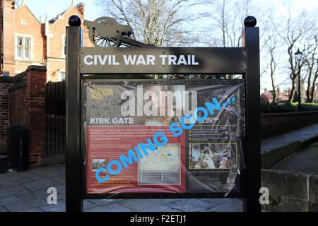 Ein Zeichen für die bürgerlichen Krieg Spur n Newark, England. Die Landeszentrale Bürgerkrieg eröffnet in der Stadt im Mai 2015. Stockfoto
