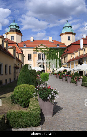 senken Sie das Schloss Fürstenstein, ehemalige deutsche Schloss Fürstenstein in der Nähe Walbrzych, Waldenburg, Schlesien, Polen, Europa Stockfoto