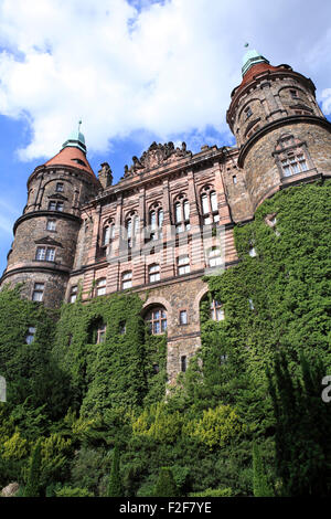 senken Sie das Schloss Fürstenstein, ehemalige deutsche Schloss Fürstenstein in der Nähe Walbrzych, Waldenburg, Schlesien, Polen, Europa Stockfoto