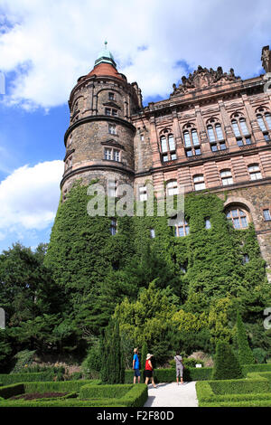 senken Sie das Schloss Fürstenstein, ehemalige deutsche Schloss Fürstenstein in der Nähe Walbrzych, Waldenburg, Schlesien, Polen, Europa Stockfoto