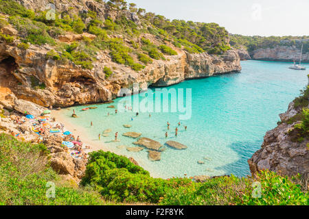 Dieser Strand befindet sich in Santanyi (Mallorca) und es war super sauber und klare Wasser Stockfoto