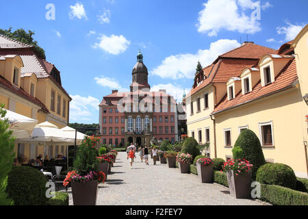 senken Sie das Schloss Fürstenstein, ehemalige deutsche Schloss Fürstenstein in der Nähe Walbrzych, Waldenburg, Schlesien, Polen, Europa Stockfoto