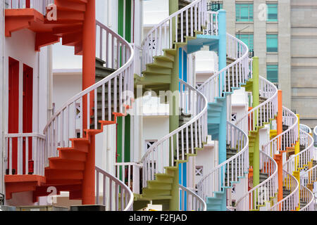 Singapur in Bugis Village Wendeltreppen. Stockfoto