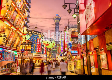 Der Shinsekai Bezirk von Osaka, Japan. Stockfoto