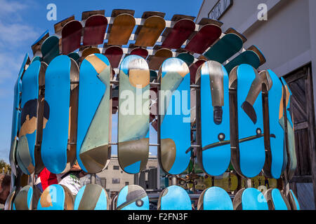 Tragbare Ausstellung über die Wissenschaft des skateboarding am Exploratorium in San Francisco, Kalifornien, USA Stockfoto