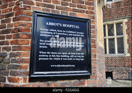 Des Abtes Krankenhaus off The High Street Guildford Surrey UK gegründet von George Abbot, der Erzbischof von Canterbury im Jahre 1619 Stockfoto