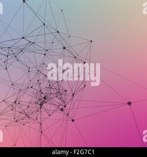 Bunte abstrakte Hintergrund Farbverlauf. Punkte durch Linien verbinden Stockfoto