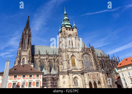 Prager Burgkathedrale Tagesansicht vom dritten Hof, Prager Kathedrale Tschechien, Europa Stockfoto