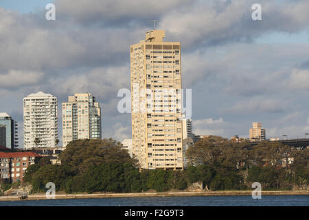 Blues Point Tower Appartementhaus in McMahons Point, Sydney, Australien. Stockfoto