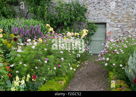 Spätsommer Blumenrabatten in Harmonie Gärten, Melrose, Schottland Stockfoto