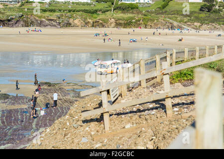 Blick auf Polzeath, North Cornwall, Großbritannien. 6. September 2015 übernommen. Stockfoto