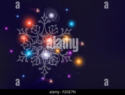 Frohes neues Jahr Frohe Weihnachten elegante Grußkarte oder Plakatgestaltung mit Schneeflocke Stern und unkonzentriert Licht Tapete. Stock Vektor