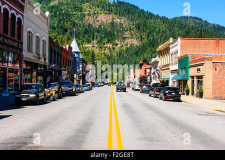 Die historische Stadt von Wallace in der Region Pfannenstiel und der Silver Valley Mining District of Idaho Stockfoto