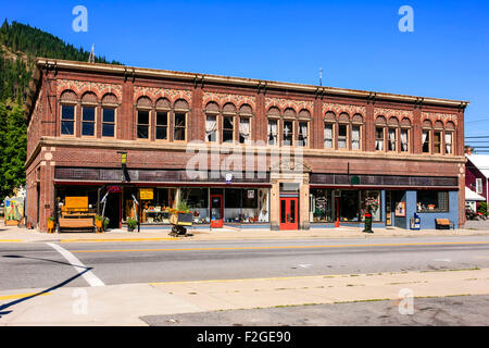 Die Schoschonen Gebäude ein Museum und mehrere Filialen in den alten Silberbergbau Wallace in Idaho Stockfoto