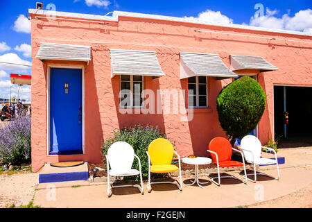 Die Zimmer im Blue Swallow Motel an der Route 66 in Tucumcari, New Mexico Stockfoto