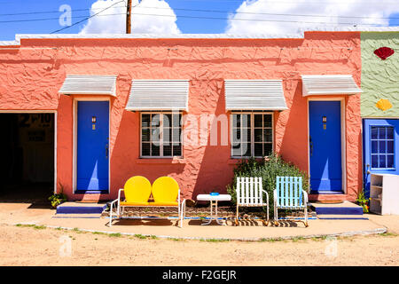 Die Zimmer im Blue Swallow Motel an der Route 66 in Tucumcari, New Mexico Stockfoto