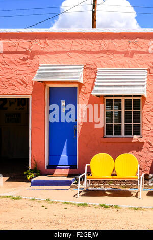 Die Zimmer im Blue Swallow Motel an der Route 66 in Tucumcari, New Mexico Stockfoto