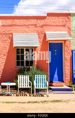 Die Zimmer im Blue Swallow Motel an der Route 66 in Tucumcari, New Mexico Stockfoto