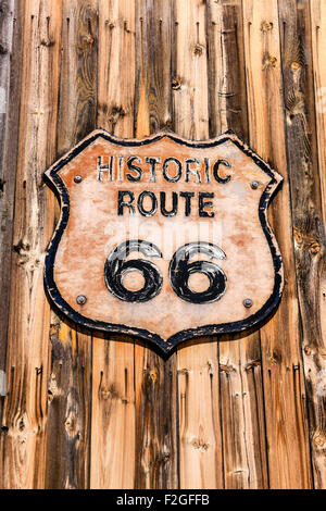 Vintage Route 66 U.S. Wegweiser in Tucumcari, New Mexico Stockfoto