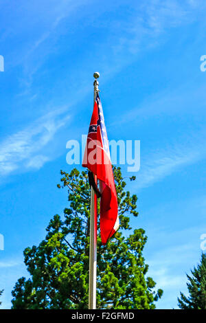 Die Mississippi-Flagge kombiniert die Konföderierten Flagge fliegt auf dem Walk of Flags Gelände außerhalb der Oregon State Capitol building Stockfoto