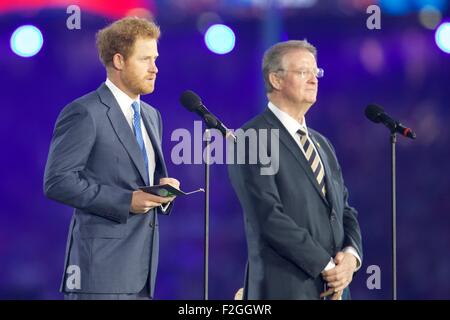 Twickenham, London, UK. 18. Sep, 2015. Rugby World Cup. England gegen Fidschi. Prinz Harry hält seine Rede. Bildnachweis: Aktion Plus Sport/Alamy Live-Nachrichten Stockfoto