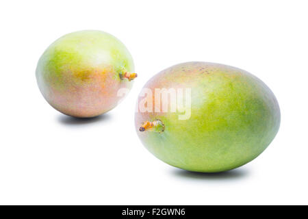 Zwei Mango-Früchten isoliert auf weißem Hintergrund Stockfoto