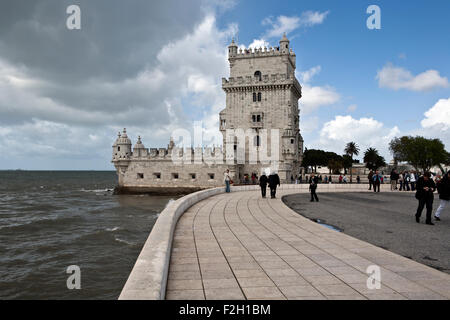 Turm von Belem, ein Weltkulturerbe in Portugal auf den Fluss Tejo bei Lissabon. Stockfoto