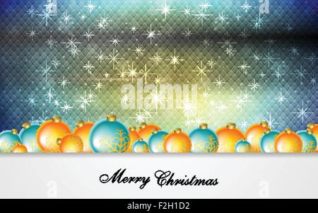 Bright Gruß Hintergrund mit Christbaumkugeln und Schneeflocken. Vektor-design Stock Vektor
