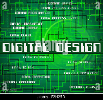 Digitales Design Sinn High Tec und Wort Stockfoto