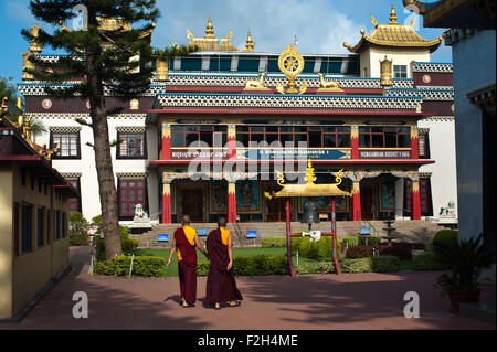 Tibetische Mönche gehen vor dem goldenen Tempel (Indien) Stockfoto