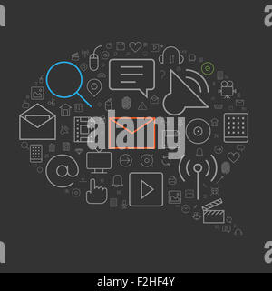 Web Icons für User-Interface in Rede Blase Form angeordnet. Stockfoto