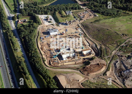 Luftaufnahme des Allerton Energy-from-Waste EfW Parkanlage in der Nähe von Knaresborough im Bau, UK Stockfoto