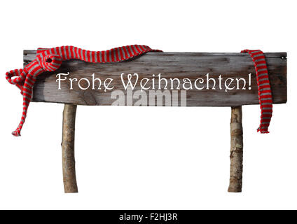 Isolierte Zeichen Frohe Wohnaccesoires bedeuten, Frohe Weihnachten, rote Schleife Stockfoto