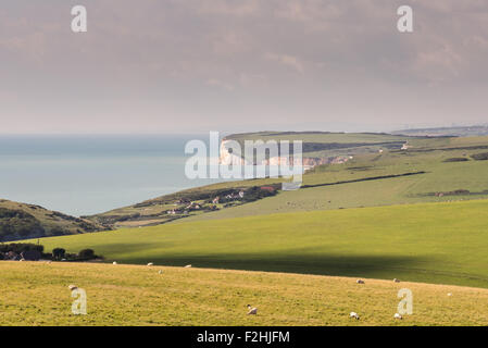 Blick über den South Downs in Richtung Seaford Kopf und Brighton Stockfoto