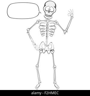 Skelett Buddy - eine lustige Skelett stehend und zeigt "ok" Zeichen mit einer Sprechblase (Sie können Ihren Text auf setzen!) Stockfoto