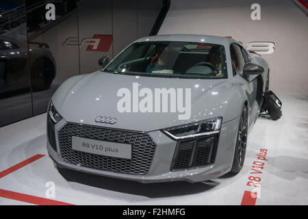 Frankfurt Internationale Automobil-Ausstellung (IAA) 2015. Audi R8 V10 Plus Stockfoto