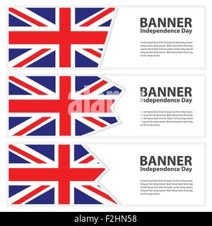 Großbritannien Flagge Banner Sammlung Unabhängigkeitstag Stock Vektor
